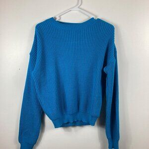 Womens Boohoo Crew Neck Crop Jumper Sweater Turquoise‎ NWT M